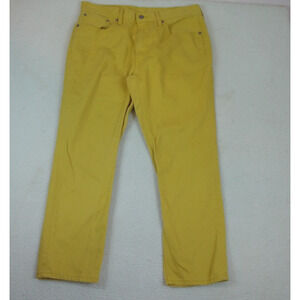 Levis 501 Jeans Mens 34 x 27 Mustard Yellow Button Fly Denim Pants